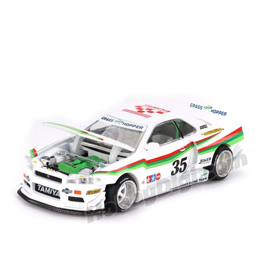 KAIDO HOUSE X MINI GT 1:64 Diecast Model Car - Nissan Skyline GT-R (R34) TAMIYA x KAIDO HOUSE "The GRASSHOPPER" V1
