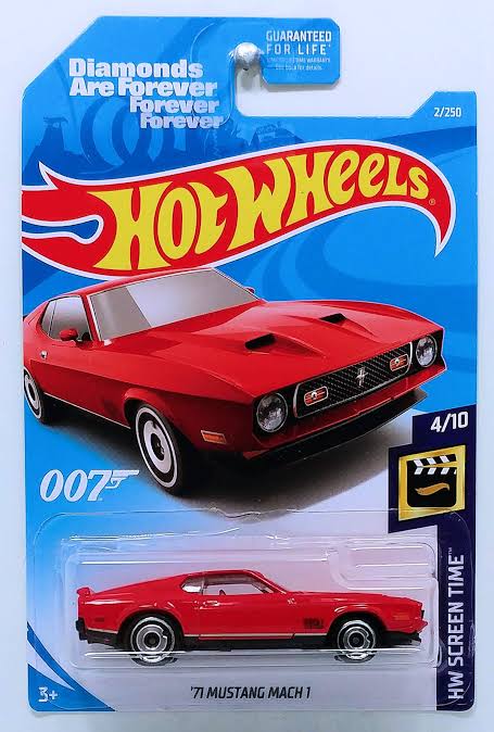 Hot Wheels Mainline 2019 James Bond Diamonds are Forever 007 Hw Screen Time 4/10 - '71 Mustang Mach 1 (Red)