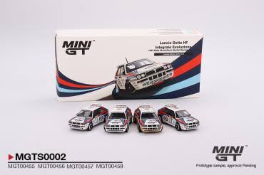 MINI GT Lancia Delta HF Integrale Evoluzione 1992 Rally MonteCarlo Martini Racing 4 Cars Set