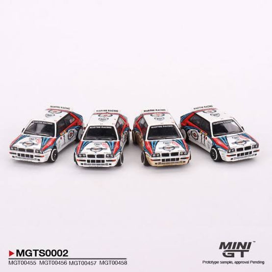MINI GT Lancia Delta HF Integrale Evoluzione 1992 Rally MonteCarlo Martini Racing 4 Cars Set